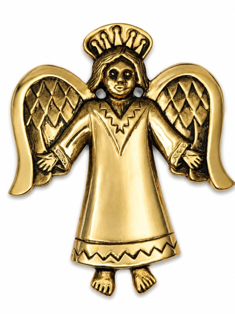 Vintage JEC Jeep Collins Brass Angel Pendant Large Danish Modernist Guardian